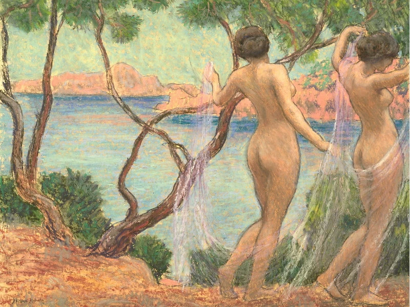 1866-Jean-Francis Auburtin - Danza sullo sfondo di Porquerolles